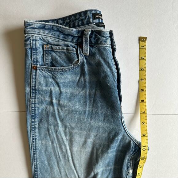 Abercrombie & Fitch Wide Leg Jeans Cropped Raw Hem Two Tone Women’s 27 Boho - Picture 15 of 16
